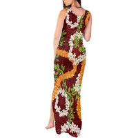 Aloha Festive Hawaii Tank Maxi Dress Mokihana - Maile and Ilima on Crimson LT7 - Polynesian Pride