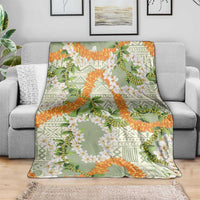 Aloha Festive Hawaii Blanket Mokihana - Maile Leis in Muted Summer - Polynesian Pride