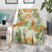 Aloha Festive Hawaii Blanket Mokihana - Maile Leis in Muted Summer - Polynesian Pride