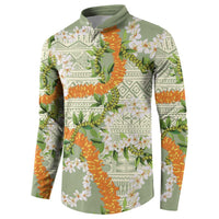 Aloha Festive Hawaii Button Sweatshirt Mokihana - Maile Leis in Muted Summer LT7 - Polynesian Pride