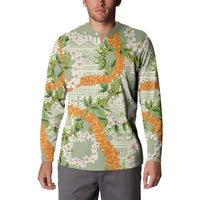 Aloha Festive Hawaii Button Sweatshirt Mokihana - Maile Leis in Muted Summer LT7 - Polynesian Pride