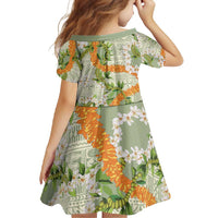Aloha Festive Hawaii Family Matching Long Sleeve Bodycon Dress and Hawaiian Shirt Mokihana - Maile Leis in Muted Summer - Polynesian Pride