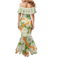 Aloha Festive Hawaii Family Matching Mermaid Dress and Hawaiian Shirt Mokihana - Maile Leis in Muted Summer - Polynesian Pride