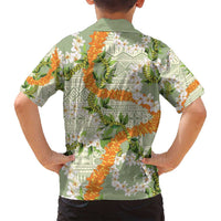 Aloha Festive Hawaii Family Matching Puletasi and Hawaiian Shirt Mokihana - Maile Leis in Muted Summer - Polynesian Pride