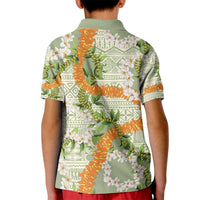 Aloha Festive Hawaii Kid Polo Shirt Mokihana - Maile Leis in Muted Summer - Polynesian Pride