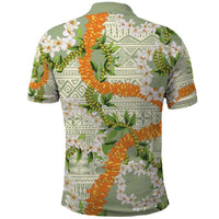 Aloha Festive Hawaii Polo Shirt Mokihana - Maile Leis in Muted Summer - Polynesian Pride