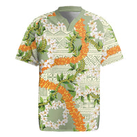 Aloha Festive Hawaii Rugby Jersey Mokihana - Maile Leis in Muted Summer LT7 Sage Green - Polynesian Pride