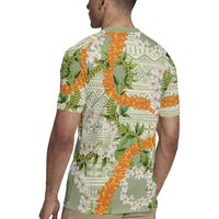 Aloha Festive Hawaii Rugby Jersey Mokihana - Maile Leis in Muted Summer LT7 - Polynesian Pride