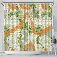 Aloha Festive Hawaii Shower Curtain Mokihana - Maile Leis in Muted Summer - Polynesian Pride