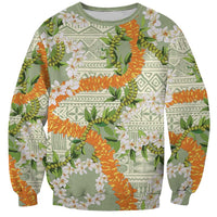 Aloha Festive Hawaii Sweatshirt Mokihana - Maile Leis in Muted Summer LT7 Unisex Sage Green - Polynesian Pride