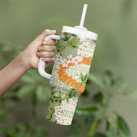 Aloha Festive Hawaii Tumbler With Handle Mokihana - Maile Leis in Muted Summer LT7 - Polynesian Pride