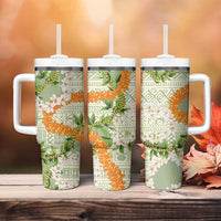 Aloha Festive Hawaii Tumbler With Handle Mokihana - Maile Leis in Muted Summer LT7 - Polynesian Pride