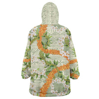 Aloha Festive Hawaii Wearable Blanket Hoodie Mokihana - Maile Leis in Muted Summer LT7 - Polynesian Pride