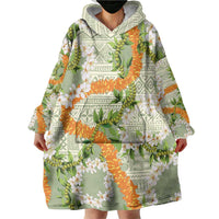 Aloha Festive Hawaii Wearable Blanket Hoodie Mokihana - Maile Leis in Muted Summer LT7 - Polynesian Pride
