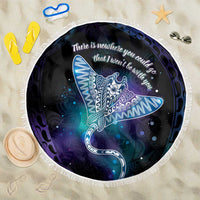 Polynesian Tala Manta Ray Beach Blanket Nowhere You Could Go That I Won't Be With You LT7 One Size 150cm Purple Teal - Polynesian Pride