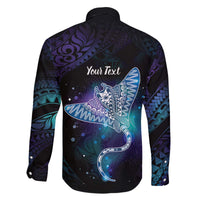 Polynesian Tala Manta Ray Family Matching Off The Shoulder Long Sleeve Dress and Hawaiian Shirt Nowhere You Could Go That I Won't Be With You LT7 - Polynesian Pride