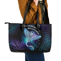 Polynesian Tala Manta Ray Leather Tote Bag Nowhere You Could Go That I Won't Be With You - Polynesian Pride