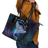 Polynesian Tala Manta Ray Leather Tote Bag Nowhere You Could Go That I Won't Be With You - Polynesian Pride