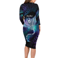 Polynesian Tala Manta Ray Long Sleeve Bodycon Dress Nowhere You Could Go That I Won't Be With You LT7 - Polynesian Pride