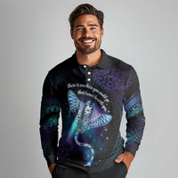 Polynesian Tala Manta Ray Long Sleeve Polo Shirt Nowhere You Could Go That I Won't Be With You LT7 - Polynesian Pride