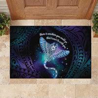 Polynesian Tala Manta Ray Rubber Doormat Nowhere You Could Go That I Won't Be With You LT7 Purple Teal - Polynesian Pride
