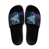 Polynesian Tala Manta Ray Slide Sandals Nowhere You Could Go That I Won't Be With You LT7 Purple Teal - Polynesian Pride