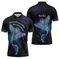 Polynesian Tala Manta Ray Zipper Polo Shirt Nowhere You Could Go That I Won't Be With You LT7 - Polynesian Pride