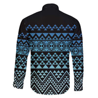 Maori Niho Taniwha Te Wheiao Family Matching Off Shoulder Maxi Dress and Hawaiian Shirt Moana Blue - Polynesian Pride