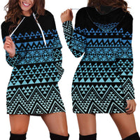 Maori Niho Taniwha Te Wheiao Hoodie Dress Moana Blue - Polynesian Pride