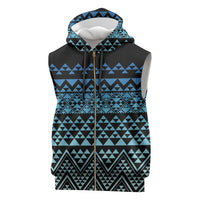 Maori Niho Taniwha Te Wheiao Sleeveless Zip Hoodie Moana Blue LT7 Blue - Polynesian Pride