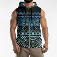 Maori Niho Taniwha Te Wheiao Sleeveless Zip Hoodie Moana Blue LT7 - Polynesian Pride
