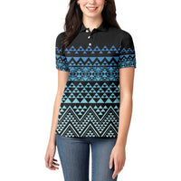 Maori Niho Taniwha Te Wheiao Women Polo Shirt Moana Blue - Polynesian Pride