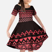 Maori Niho Taniwha Te Wheiao Family Matching Off The Shoulder Long Sleeve Dress and Hawaiian Shirt Terracotta - Polynesian Pride