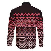 Maori Niho Taniwha Te Wheiao Family Matching Off The Shoulder Long Sleeve Dress and Hawaiian Shirt Terracotta - Polynesian Pride