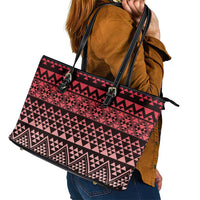 Maori Niho Taniwha Te Wheiao Leather Tote Bag Terracotta LT7 - Polynesian Pride