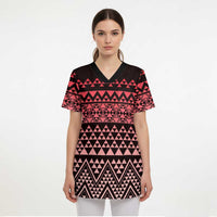 Maori Niho Taniwha Te Wheiao Scrub Top Terracotta LT7 - Polynesian Pride