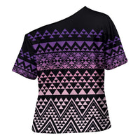 Maori Niho Taniwha Te Wheiao Cross Shoulder Shirt Waiporoporo LT7 - Polynesian Pride