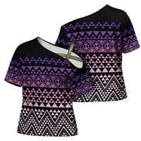 Maori Niho Taniwha Te Wheiao Cross Shoulder Shirt Waiporoporo LT7 - Polynesian Pride