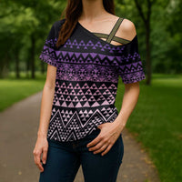 Maori Niho Taniwha Te Wheiao Cross Shoulder Shirt Waiporoporo LT7 - Polynesian Pride