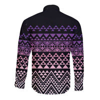 Maori Niho Taniwha Te Wheiao Long Sleeve Button Shirt Waiporoporo - Polynesian Pride