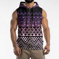 Maori Niho Taniwha Te Wheiao Sleeveless Zip Hoodie Waiporoporo LT7 - Polynesian Pride