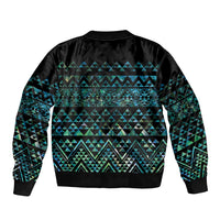 Maori Niho Taniwha Te Wheiao Bomber Jacket Paua Shell - Polynesian Pride