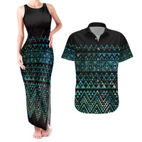 Maori Niho Taniwha Te Wheiao Couples Matching Tank Maxi Dress and Hawaiian Shirt Paua Shell - Polynesian Pride