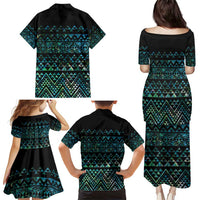 Maori Niho Taniwha Te Wheiao Family Matching Puletasi and Hawaiian Shirt Paua Shell - Polynesian Pride