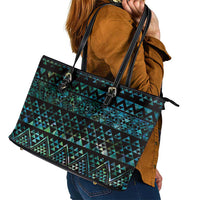 Maori Niho Taniwha Te Wheiao Leather Tote Bag Paua Shell LT7 - Polynesian Pride