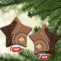 Papua New Guinea Oro Tapa Motif Ceramic Ornament Classic LT7 Star Brown - Polynesian Pride
