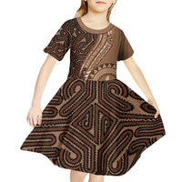 Papua New Guinea Oro Tapa Motif Kid Short Sleeve Dress Classic LT7 - Polynesian Pride