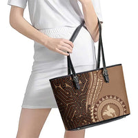 Papua New Guinea Oro Tapa Motif Leather Tote Bag Classic LT7 - Polynesian Pride