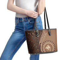Papua New Guinea Oro Tapa Motif Leather Tote Bag Classic LT7 - Polynesian Pride