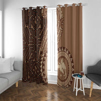 Papua New Guinea Oro Tapa Motif Window Curtain Classic LT7 With Grommets Brown - Polynesian Pride